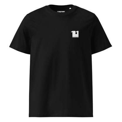 161 Antifascist Action T-Shirt von VKTR Studio mit eigens entworfener monolithartiger Typographie auf schwarzer Bio-Baumwolle